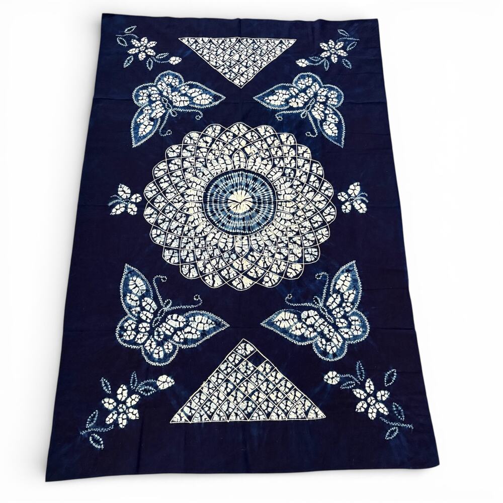Handmade Indigo Tie-Dye Tablecloth Chinese Bai Ethnic Style